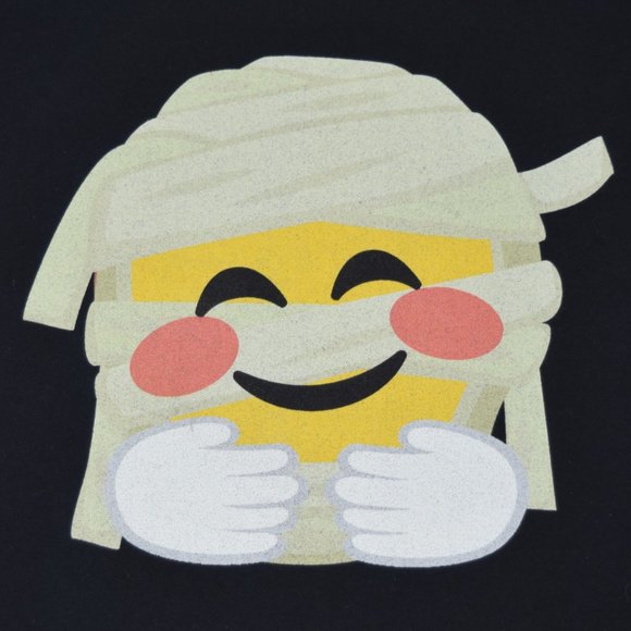 Halloween Party Costume T-Shirt Emoji Mummy Yellow Black Cotton Anvil XL - Picture 2 of 10